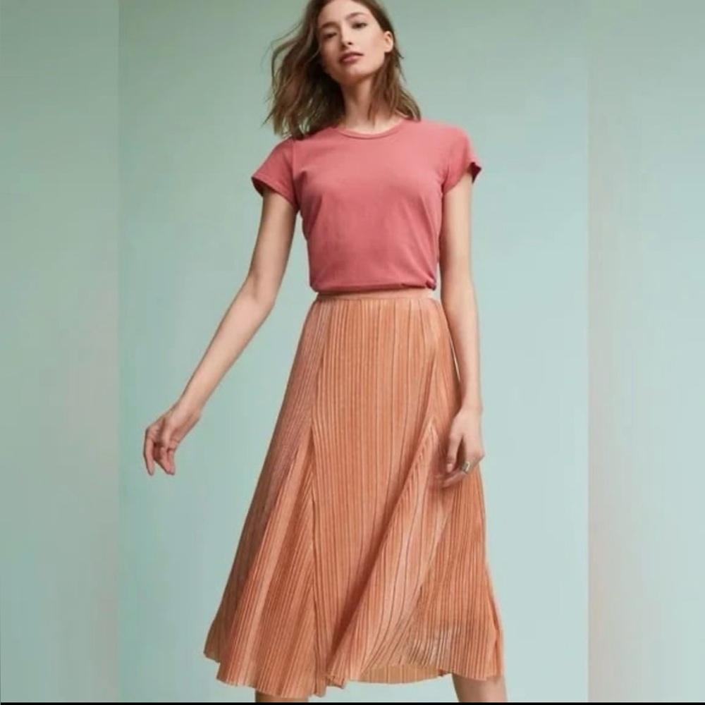 Maeve Medium pleated pink sparkling skirt m